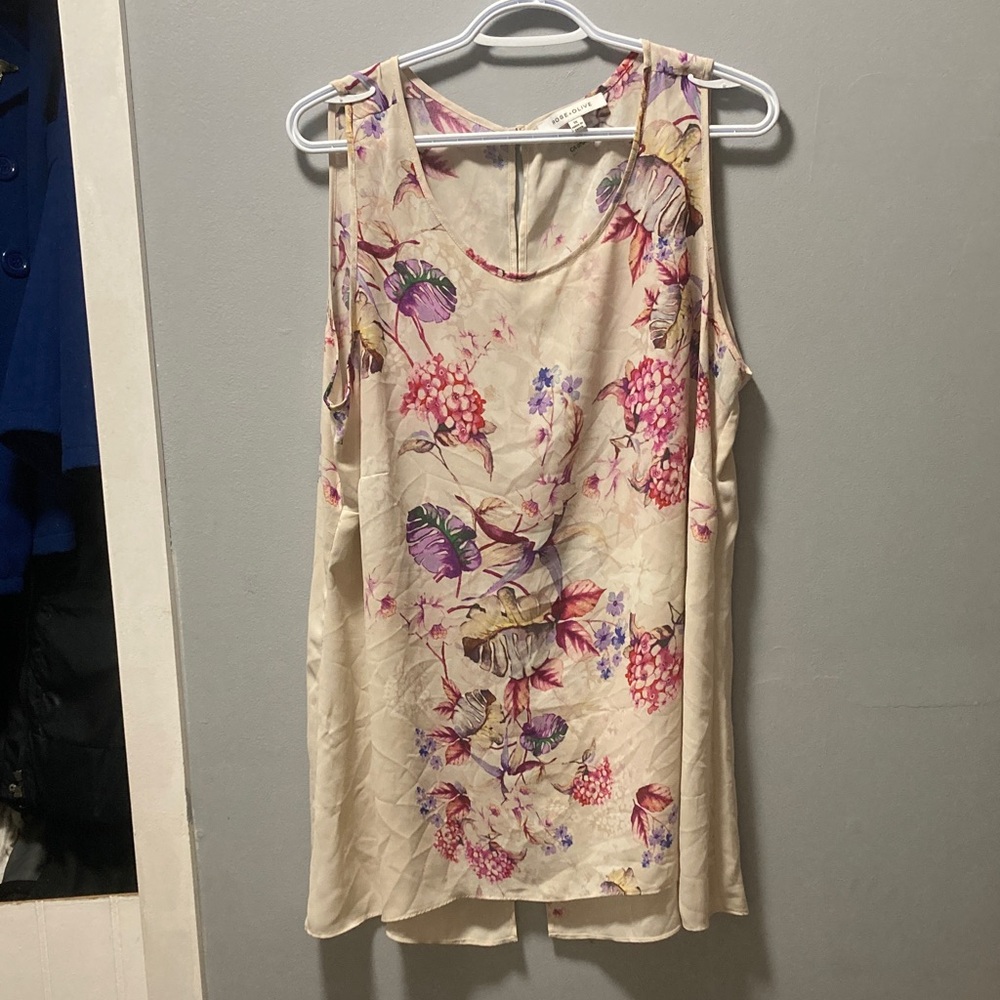 Rose & Olive Floral Tank Top - Cream and Pink